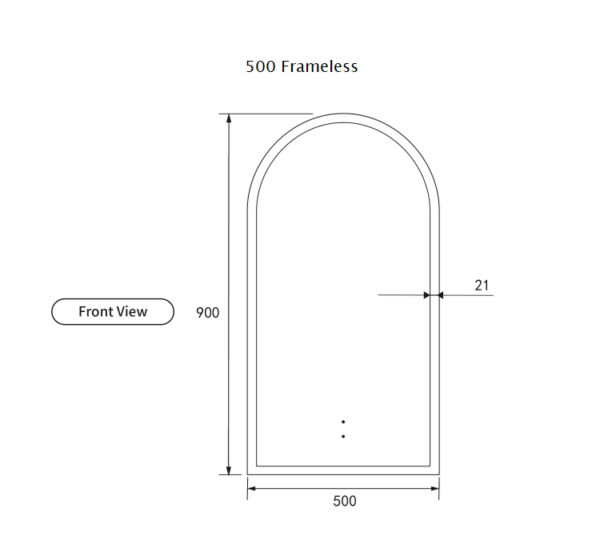 AU-LMCAN-500 Arched LED Mirror 500x900mm