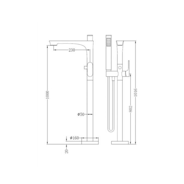 NRO321503AMB Matte Black Freestanding Bath Mixer