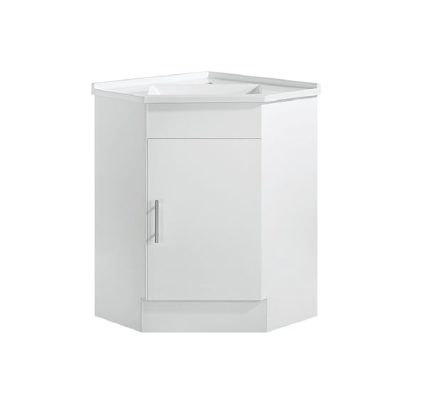 SGPC6060 Gloss White Freestanding Corner Vanity with Polymarble Top - 600x600mm