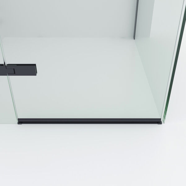 SS08 - 10mm Black Frameless Shower Screen with Wall Brackets - 885x885mm