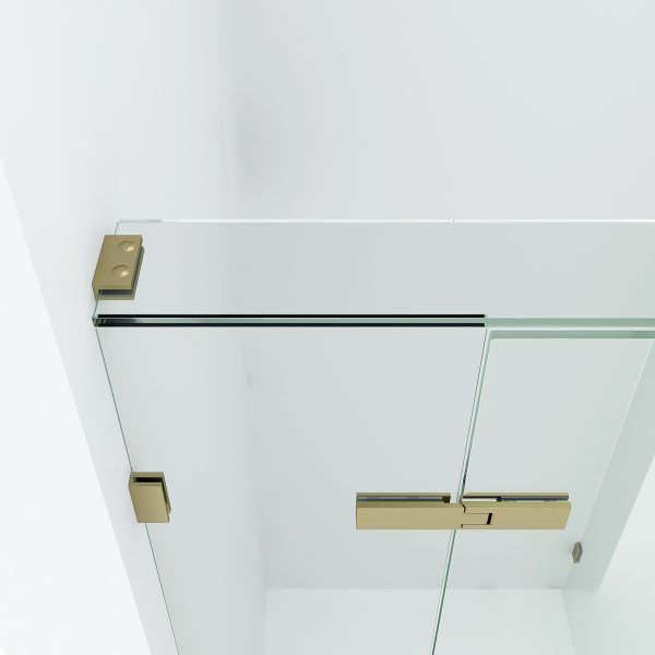 SS08 - 10mm Brushed Gold Frameless Shower Screen with Wall Brackets- 1150x850mm