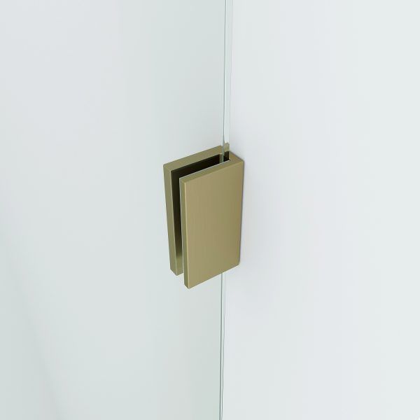 SS08 - 10mm Brushed Gold Frameless Shower Screen with Wall Brackets- 1150x850mm