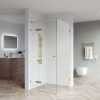 SS08-gold-main new SS08 - 10mm Brushed Gold Frameless Shower Screen with Wall Brackets- 1150x850mm