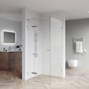 SS0817 Frameless Shower Screen with Wall Brackets & Glass Top - Chrome