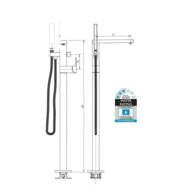 ASL-137 Chrome Square Floor Mixer Set