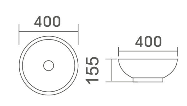 EC4030 Gloss White Ceramic Basin 400x400x155mm