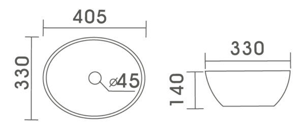 EC4047 Gloss White Ceramic Basin 405x330x140mm