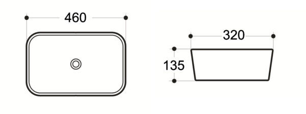 EC4632M Matte White Ceramic Basin 460x320x135mm