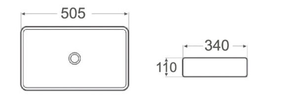 EC6035M Matte White Ceramic Basin 505x340x110mm