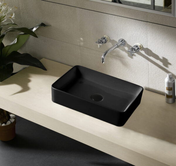 EC6035MK Matte Black Ceramic Basin 505x340x110mm