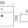 WB 6042 3 EC6042 Gloss White Ceramic Basin 600x420x130mm