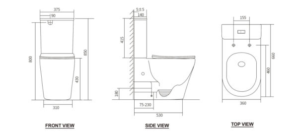 ZUMI ZERO Extra High Tornado Rimless Flush Toilet Suite