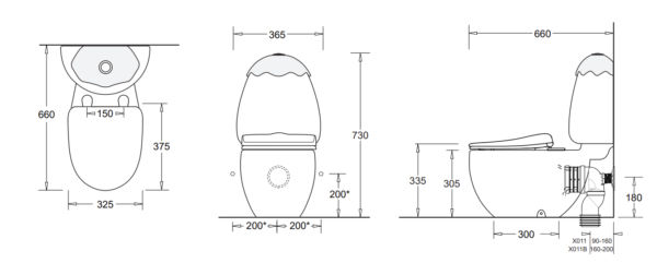 Johnson Suisse Egg Junior Close Coupled Suite, Different Colours Cistern Lid, Extended Pan Connector