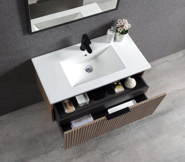 ECVIVO-750 Wooden Finish Wall Hung Vanity - 750x460mm
