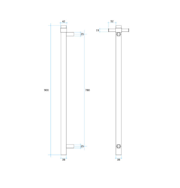 Thermogroup 12V Vertical Bar Satin White Heated Towel Rail Round VS900HSW 900mm
