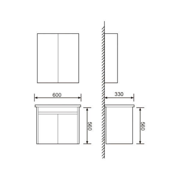 OSWD60-33 Compact Wall Hung Vanity - 600x330x560mm