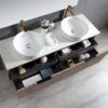333 ECVIVO-1500 Wooden Finish Wall Hung Vanity Double Basins - 1500x460mm