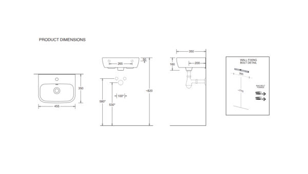 Johnson Suisse Emilia 550 Wall Basin