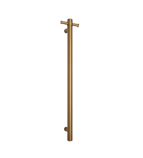 Thermogroup 12V Vertical Bar Brushed Gold Heated Towel Rail Round VS900HBG 900mm