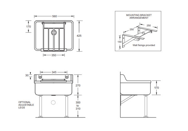 Johnson Suisse Cleaners Sink Include Grate/buffer And Bracket (no Legs)