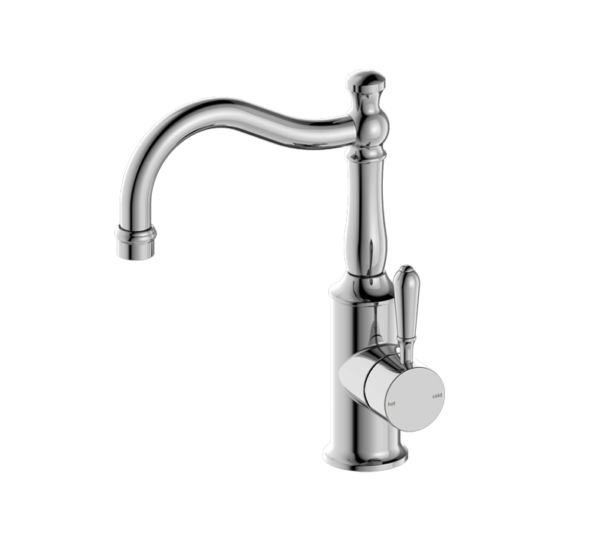 NRO69210202CH Chrome Basin Mixer Hook Spout with Metal Lever