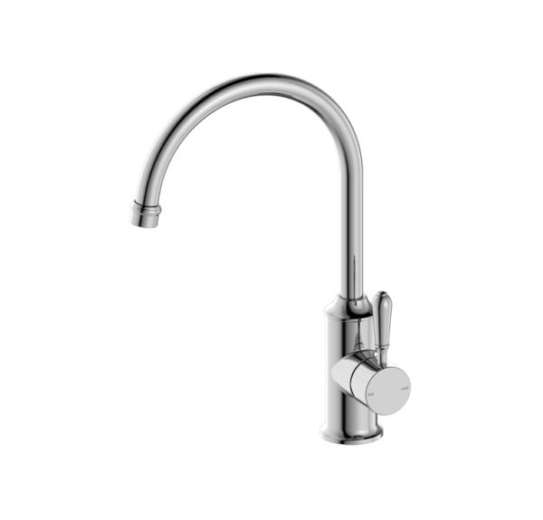 NRO69210602CH Chrome Kitchen Mixer Goosneck Spout With Metal Lever