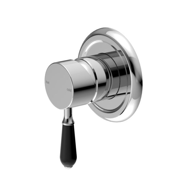 NRO69210903CH Chrome Shower Mixer with Black Porcelain Lever