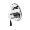 NRO692109A03CH Chrome Shower Mixer with Divertor with Black Porcelain Lever