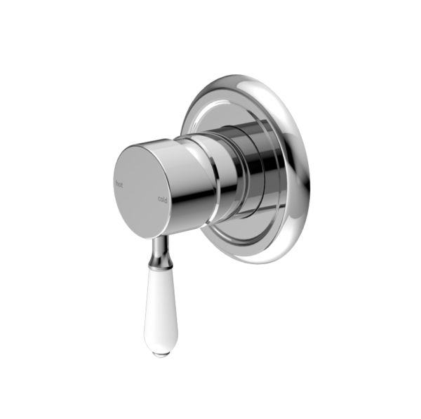 NRO69210901CH Chrome Shower Mixer with White Porcelain Lever