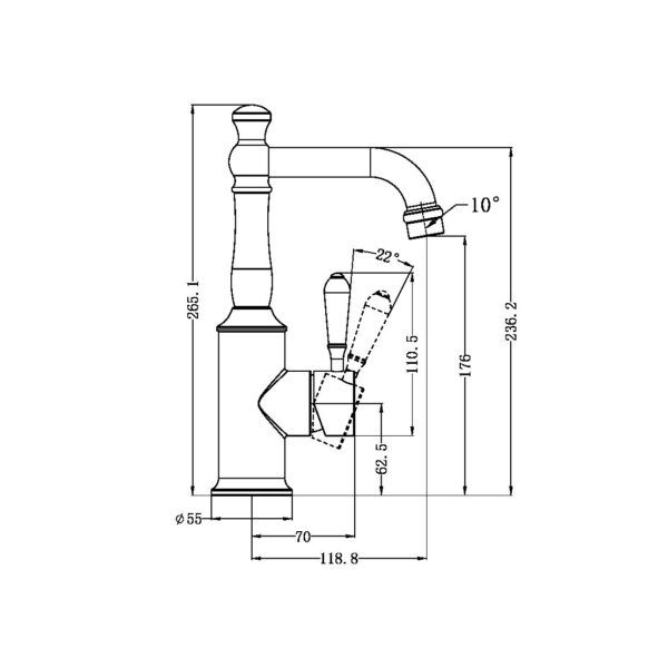 NRO69210102CH Chrome Basin Mixer with Metal Lever