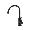 333-1 NRO69210601MB Black Kitchen Mixer Gooseneck Spout with White Porcelain Lever