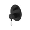 NRO692109A01MB Black Shower Mixer with Divertor with White Porcelain Lever