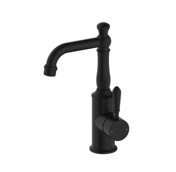 NRO69210102MB Black Basin Mixer with Metal Lever