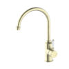 444 NRO69210601AB Aged Brass Kitchen Mixer Gooseneck Spout with White Porcelain Lever