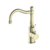 NRO69210201AB Aged Brass Basin Mixer Hook Spout with White Porcelain Lever