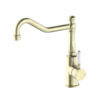 NRO69210701AB Aged Brass Kitchen Mixer Hook Spout With White Porcelain Lever