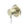 444 NRO69210901AB Aged Brass Shower Mixer with White Porcelain Lever