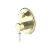 NRO692109A01AB Aged Brass Shower Mixer With Divertor with White Porcelain Lever