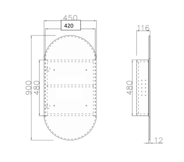 SG-4590MW/MB Shaving Cabinet 450x900mm