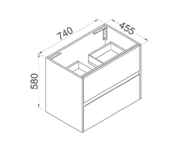 EC Nutro Wooden Finish Wall Hung Vanity - 750x460mm