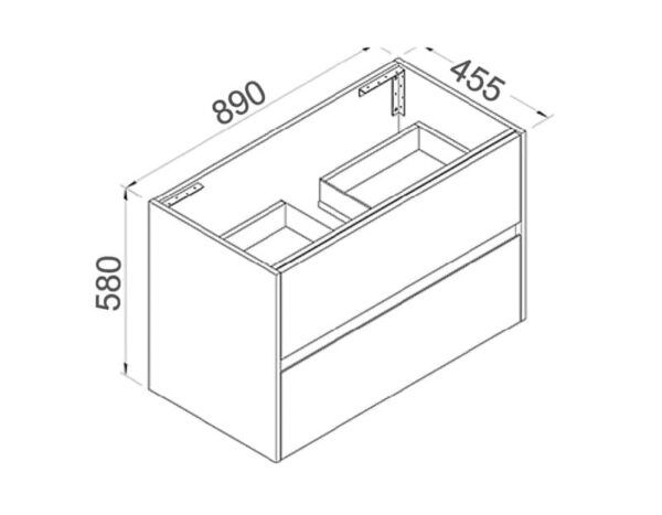 EC Nutro Wooden Finish Wall Hung Vanity - 900x460mm