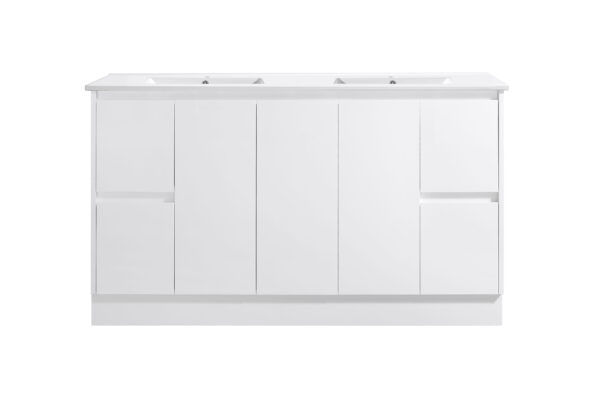 AU03-1500 Gloss White Bathroom Double Freestanding Vanity - 1500x460mm