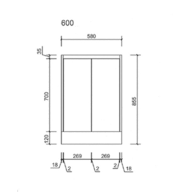 AU03-600 Gloss White Freestanding Vanity - 600x460mm
