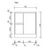 au0750 Left spec AU03-750 Gloss White Freestanding Vanity 750x460mm