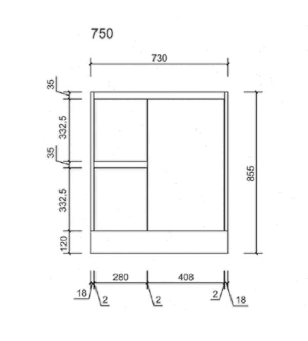 AU03-750 Gloss White Freestanding Vanity 750x460mm