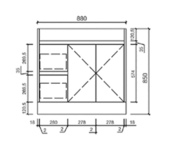 AU22 Compact Freestanding Vanity - 900x360mm