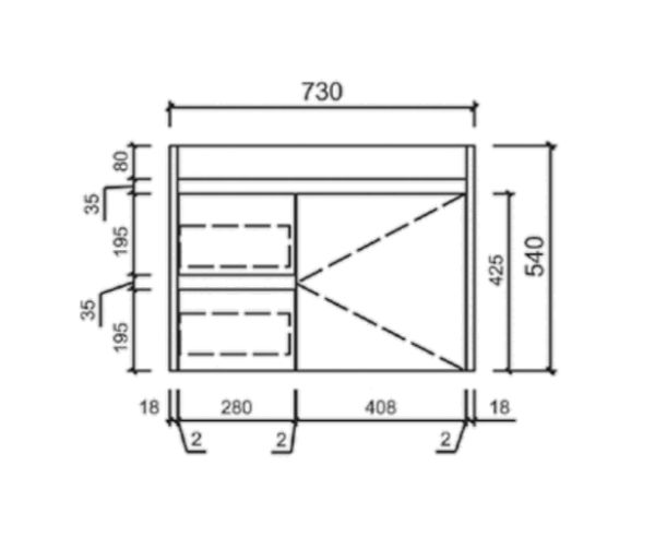 AU22 Compact Wall Hung Vanity - 750x360mm