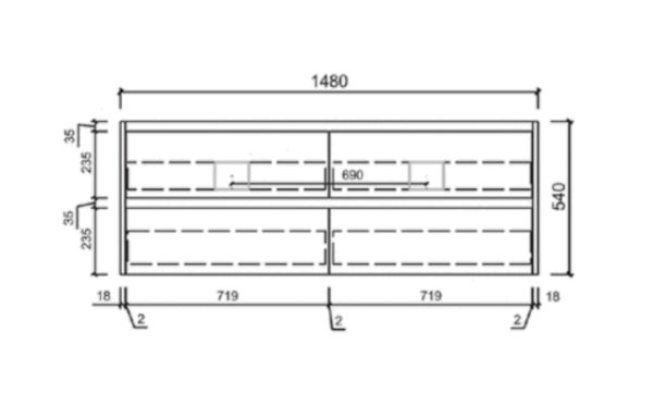 AU15 Wall Hung Vanity - 1500mm