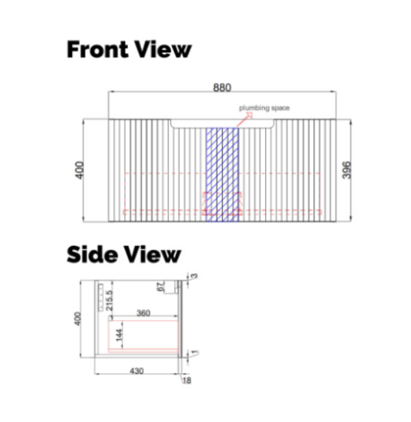 AUWH44 Wall Hung Vanity - 900mm
