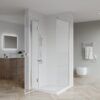 CSS17-2 SS17 - Brushed Nickel Semi Frameless Front & Return Shower Screen - 1150x850mm (Suit On 1200x900 Base)